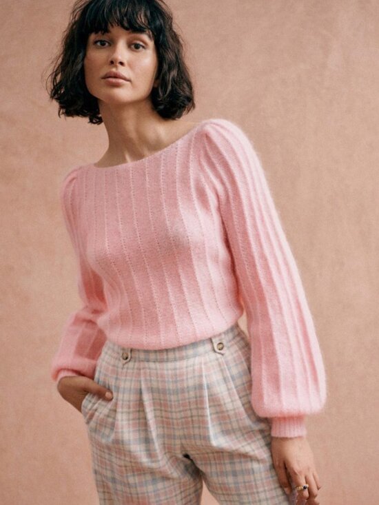 Sezane Sweaters - EUC Sezane Aretha Mohair Wool Puff Sleeve Sweater Rose Pink Medium